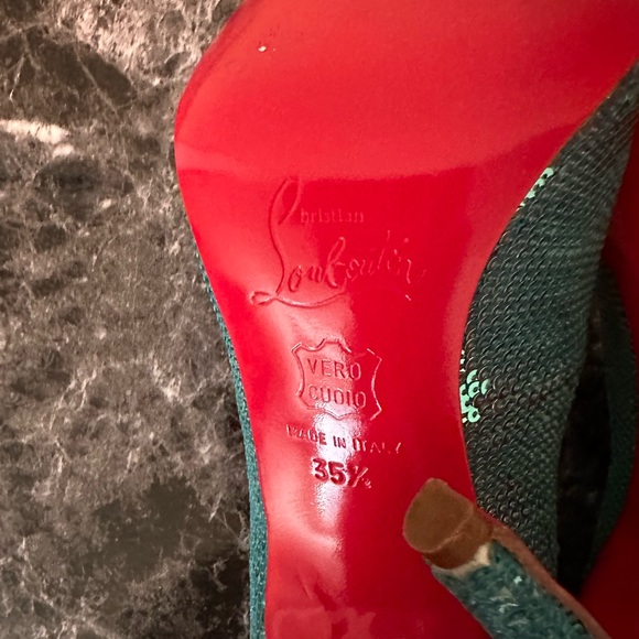 Authentic Christian Louboutin teal sequin pumps 35.5 worn once! - Picture 4 of 5